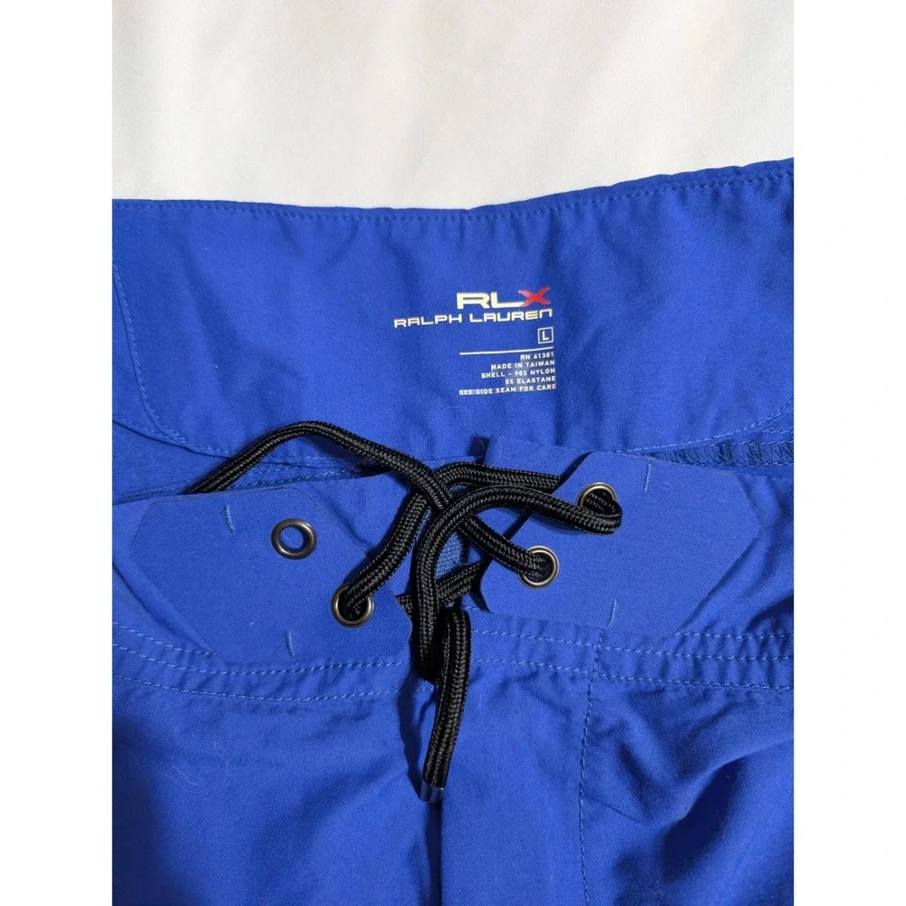 RLX Ralph Lauren Men's L Blue Performance Board Shorts Swim Trunks R2 Zip Pocket